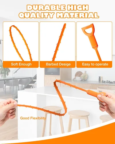 Miniatura 2 de Herramienta Serpiente para Fregadero de 25 Pulgadas para Eliminar Obstrucciones de Desagüe, Paquete de 6 Herramientas Limpiadoras de Desagüe