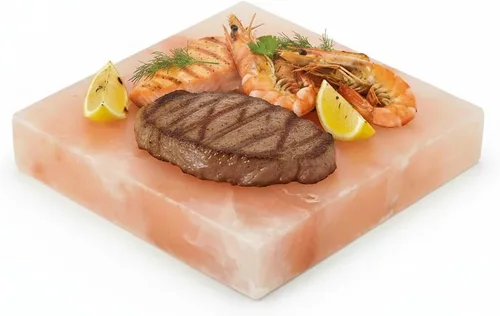 onlyfire Bloque de Sal del Himalaya para Asar, Cocinar, Dorar, Cortar y Servir, 8 X 8 X 3.8 cm Piedra de Sal Rosa del Himalaya Natural, Regalo de
