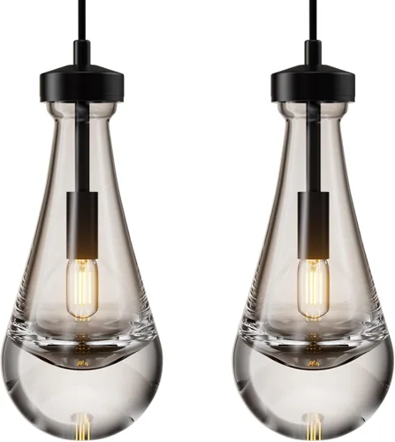 Miniatura 8 de Lámpara colgante moderna, diseño de gota de lluvia, lámpara de techo de cristal para interiores, 5 pies de profundidad x 12.5 pies de alto, latón