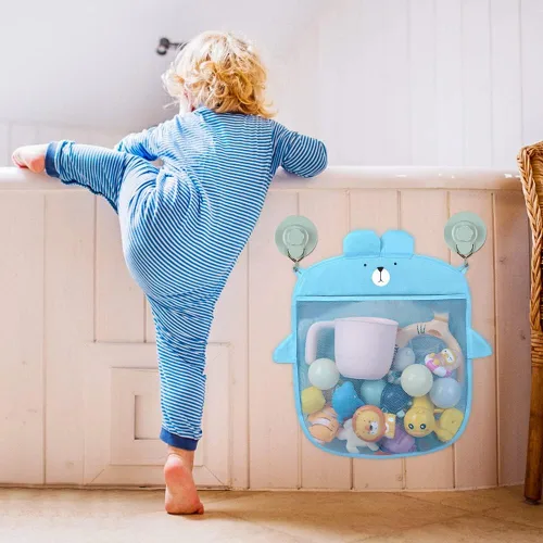 Miniatura 3 de Surakey Almacenamiento de juguetes de baño para niños, niños pequeños, organizador de baño de bebé, bañera, soporte de juguetes de baño, red