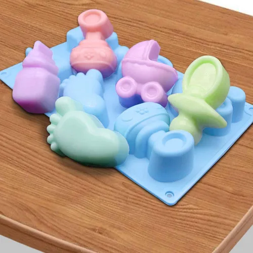 Miniatura 5 de DanziX - Paquete de 3 moldes de silicona para jabón de baby shower, biberón de bebé, pies pequeños, chupete de oso, molde de fondant de silicona