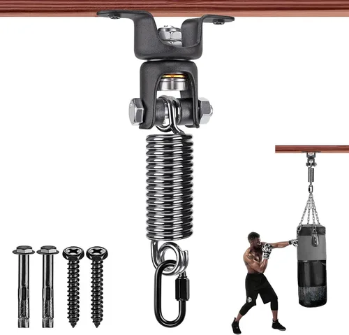 Miniatura 12 de BeneLabel Heavy Bag Ceiling Mount with Spring & Chains 360° Rotation Punching Bag Ceiling Hanger with Bearings Boxing Bags Holder Hardware with 2