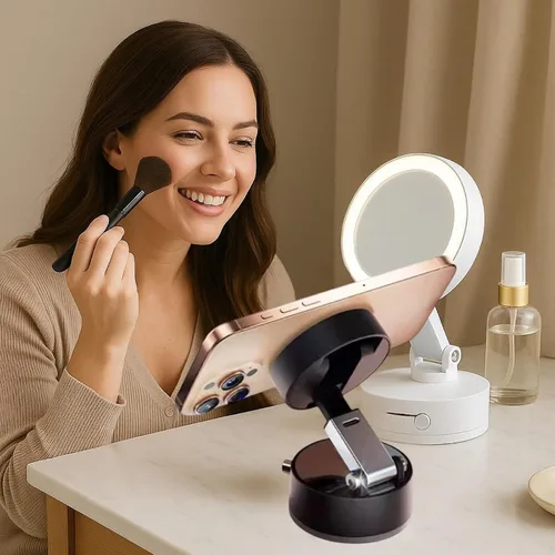 Miniatura 4 de Soporte de teléfono ajustable con interruptor de encendido/apagado, rotación de 360°, plegable y portátil, con soporte de teléfono multiusos