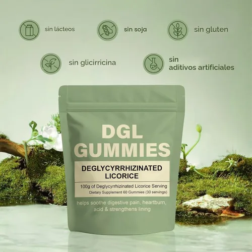 Miniatura 7 de Gomitas DGL, suplemento de extracto de 400 mg DGL, con extracto de raíz de regaliz, apoya el estómago y el intestino, mejora la digestión, sin