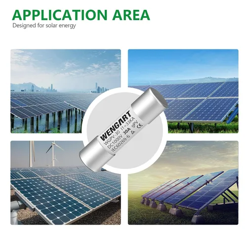Miniatura 4 de Fusibles Solares Wengart WGPV-30, CC1000V 30Amp, 10x38mm, I133kA, Fusibles Fotovoltaicos Rápidos para Aplicaciones Fotovoltaicas Solares, 10 piezas