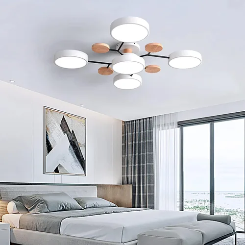 Miniatura 19 de Lámpara de techo LED regulable, lámpara de techo moderna de 9 pulgadas, montaje empotrado, de madera, de 12 W, lámpara blanca para sala de estar