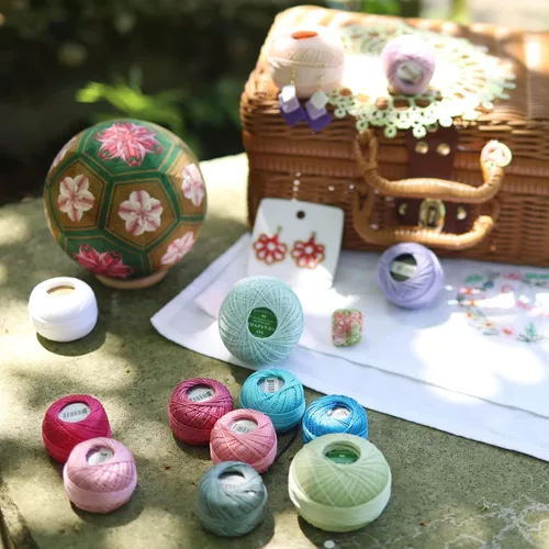 Miniatura 8 de Rhapsody Hilo de algodón perla tamaño 8 hilo de ganchillo Perle 12 bolas Set tejido a mano, bordado, sashiko, punto de cruz, costura, aguja