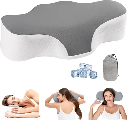 Bespilow Almohada de viaje para dormir, almohada de soporte cervical para el cuello para aliviar el dolor de cuello, almohada de espuma
