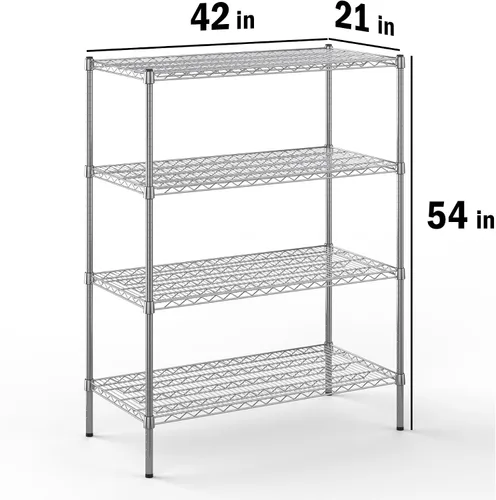 Miniatura 2 de Kit de estantería de alambre cromado de 4 niveles de 21 pulgadas de profundidad x 42 pulgadas de ancho x 54 pulgadas de alto Unidad de estante