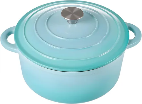 Miniatura 15 de Miereirl Olla Holandesa Esmaltada de 6.5 Cuartos con Tapa, Olla Holandesa de Hierro Fundido con Asas Dobles para Hornear Pan, Cocinar, Utensilios