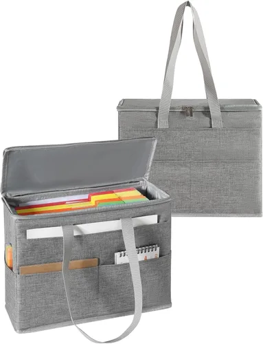 Miniatura 9 de Qozary Paquete de 2 Cajas Organizadoras de Carpetas de Archivos - Bolsa Portátil para Archivos Colgantes con Tapas, Caja Organizadora de Archivos