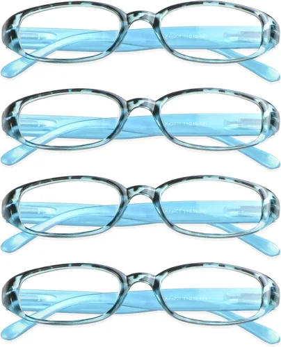 Miniatura 14 de VisionGlobal 1 par/4 pares de anteojos de lectura con bisagra de resorte, lentes de bloqueo de luz azul para mujeres/hombres Key001_negro_4p