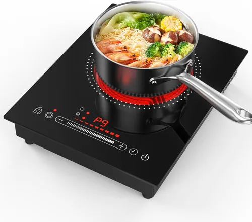 Miniatura 10 de Placa de cocina eléctrica, quemador eléctrico de 2 quemadores integrados y encimera para cocinar, estufa de 2400 W 110 V, 11 ajustes de potencia