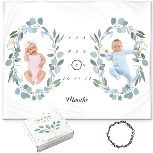 Miniatura 16 de Manta Milestone para bebé niño – Manta mensual de bebé, seguimiento del crecimiento para recién nacido, decoración de guardería de bosque, tema