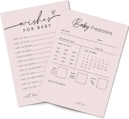 Miniatura 9 de Whaline 50 hojas de predicciones y consejos para baby shower, tarjetas de actividades para juegos de fiesta, nuevo libro de consejos para padres