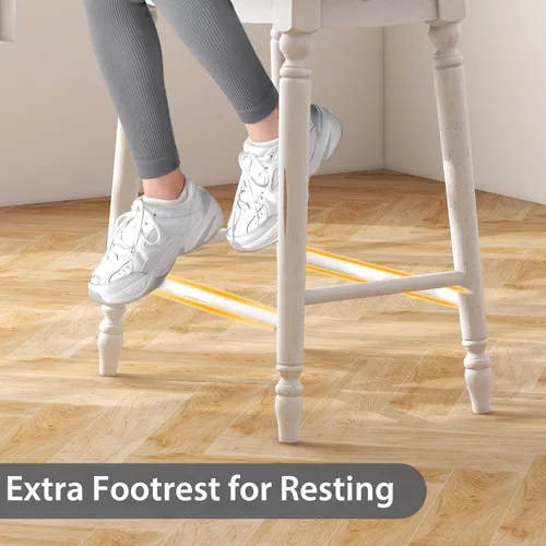 Miniatura 6 de Giantex Juego de 2 taburetes de bar de 24 pulgadas de altura de mostrador con asiento acolchado, patas de madera de goma, reposapiés y superficie