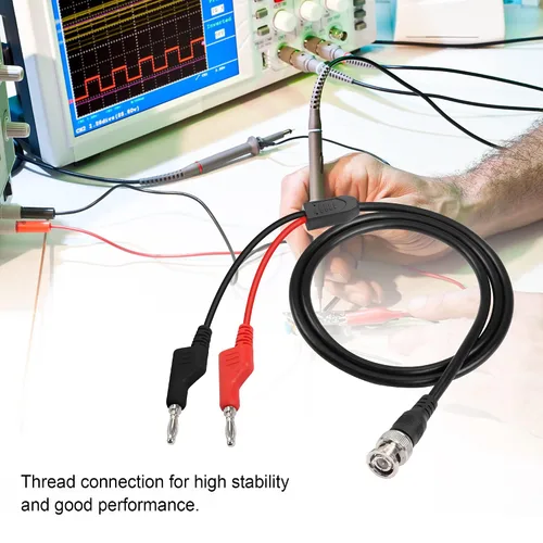 Miniatura 2 de Cable coaxial de la ventaja de la ventaja de la prueba del enchufe del plátano dual apilable del varón de 4.2Ft BNC para el osciloscopio