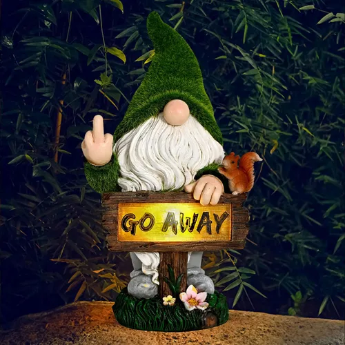 Miniatura 2 de ASAWASA Decoraciones de gnomos para patio con luz LED solar, gran decoración divertida para exteriores para jardín, césped, gnomo (alto 10 pulgadas)