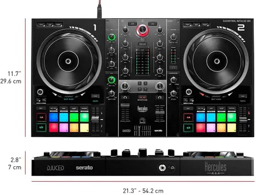 Miniatura 4 de Hercules DJControl Inpulse 500 MK2 Paquete de controlador DJ de 2 canales con estuche, cable de distribución TRS a RCA y paño de pulido Austin