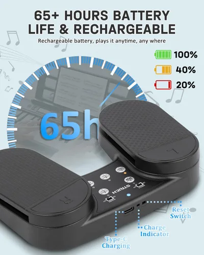 Miniatura 4 de Pedal inalámbrico para pasar páginas para iPad, STRICH - Pedal recargable para pasar páginas de música, pedal silencioso USB para tabletas