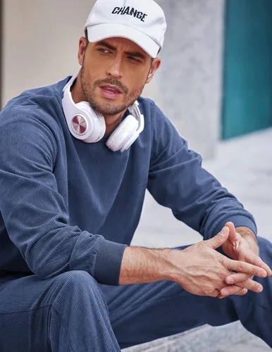 Miniatura 8 de COOFANDY Conjunto deportivo de 2 piezas para hombre, sudadera de manga larga, sin botones, para deportes, casual, fitness, trotar