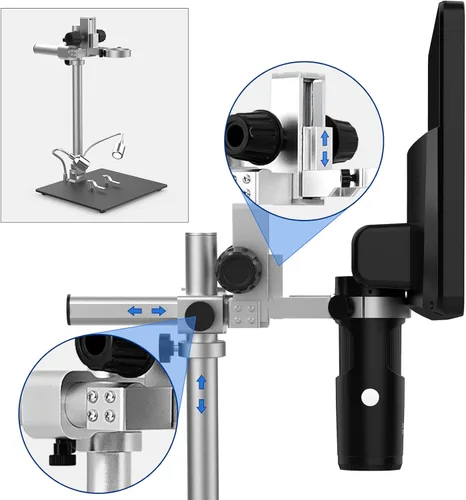 Miniatura 8 de LM249MS - Microscopio digital HDMI de 3 lentes de 10.1 pulgadas, microscopio de soldadura 2000X, cámara para reparación electrónica, soporte