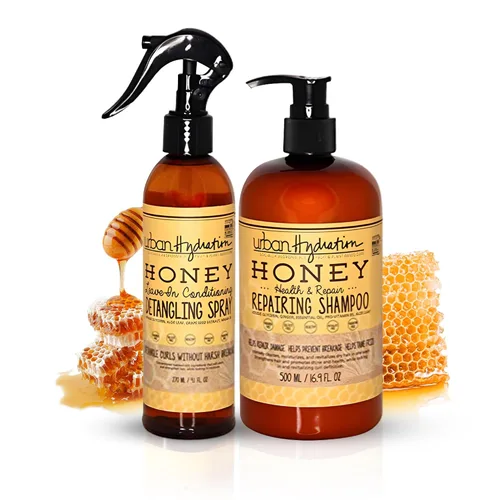 Urban Hydration Honey Health and Repair Champú y desenredante Duo Pack | Sin sulfatos, parabenos ni tintes, limpia, desenreda, hidrata, doma el