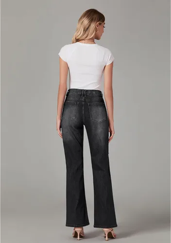 Miniatura 3 de LookbookStore - Jeans rasgados de cintura alta para mujer, pantalones de pierna ancha acampanados y desgastados