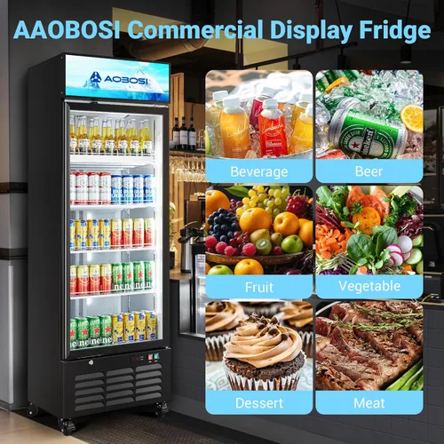Miniatura 8 de AAOBOSI Refrigerador comercial comercial, refrigerador de pantalla de puerta de vidrio de 17.1 pies cúbicos, refrigerador vertical de bebidas
