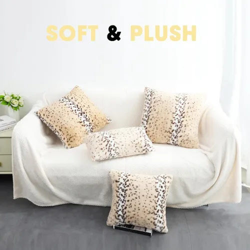 Miniatura 3 de Fundas de almohada esponjosas con estampado de leopardo de nieve y guepardo, fundas de cojín de piel de animal esponjosa, fundas de almohada