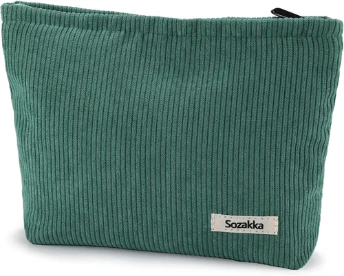 Miniatura 9 de ZLFSRQ Bolsa de maquillaje a cuadros para mujer, de gran capacidad, color negro, juego de bolsa de cosméticos de viaje, bolsa de maquillaje