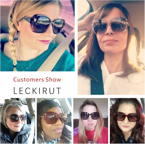 Miniatura 6 de LECKIRUT - Lentes de sol de gran tamaño para mujer, lentes de sol clásicos y a la moda con protección UV polarizada