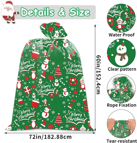 Miniatura 6 de HYmoso 1 pieza bolsas de regalo de Navidad extragrandes, bolsas de regalo jumbo para bicicleta para regalos navideños enormes de gran tamaño, bolsa