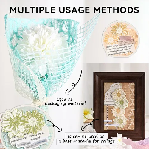 Miniatura 5 de PRSTINCOL 90 hojas de papel de álbum de recortes con tela de malla, paquete de 6 papeles estéticos variados para álbumes de recortes, suministros