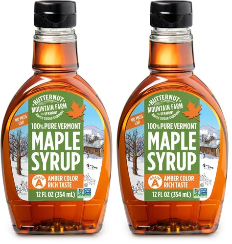 Miniatura 10 de Butternut Mountain Farm Pure Vermont - Jarabe de arce, orgánico, grado A, ámbar rico, botella de 12 onzas, fácil de apretar (paquete de 2)