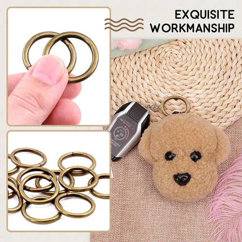 Miniatura 5 de Kit de 60 anillos de metal para cinturones, pasadores o anillos para macramé, cinturón de campamento, correas de perro, accesorios de sable de luz