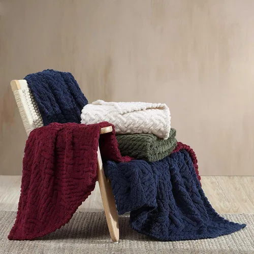 Miniatura 6 de Nautica - Manta de punto trenzado, suave ropa de cama Sherpa de punto trenzado, acogedora decoración del hogar para cama o sofá