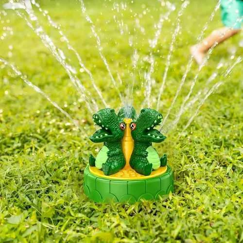 Miniatura 5 de Aspersor de agua de dinosaurio para niños pequeños: rociador de agua suave giratorio de 360° para un juego seguro en el patio trasero