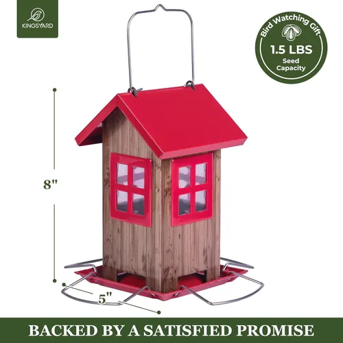 Miniatura 4 de Kingsyard Adorables Comederos para Pájaros para Exteriores, Comedero de Pájaros Colgante de Metal con 4 Puertos, Decoraciones de Jardín al Aire
