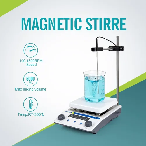 Miniatura 2 de LICHEN Placa magnética agitadora magnética 572.0 °F con pantalla LED, velocidad y tiempo ajustables 100-1600 RPM mezclador, sensor de sonda