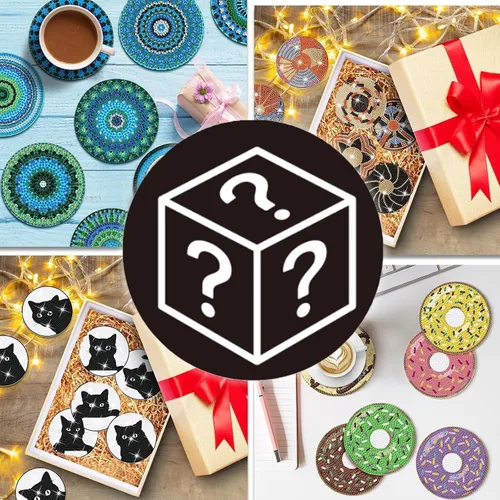 Miniatura 5 de 200 Estilos de Posavasos de Diamante Caja Sorpresa con Soporte DIY Arte de Diamante Posavasos Caja Sorpresa para Adultos Kits de Diamantes