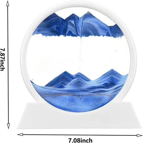 Miniatura 7 de rysnwsu Imagen artística de arena en movimiento redonda de vidrio 3D de mar profundo, paisaje de arena en movimiento, regalo de arena que fluye