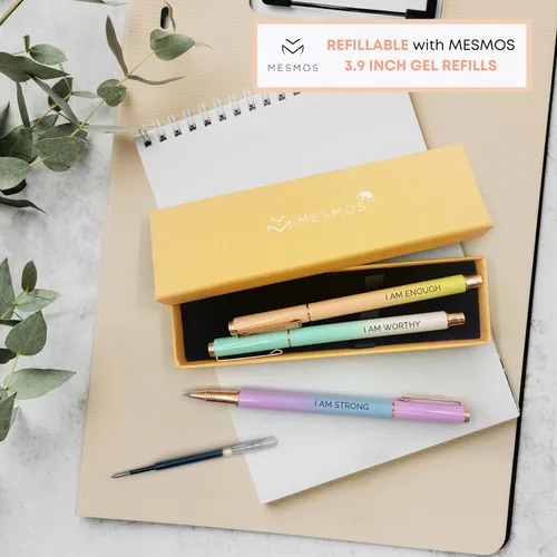 Miniatura 6 de MESMOS Juego de 3 bolígrafos de punta fina de 0.7mm con tinta de gel, juego de bolígrafos elegante para mujeres, regalos inspiradores para mujeres