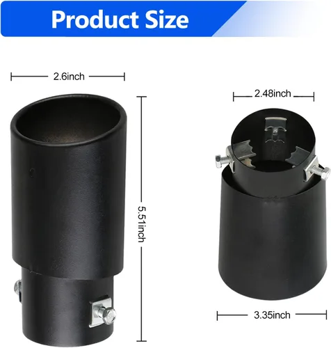 Miniatura 2 de Miytsya 1 pieza de punta de escape para coche, 6,3 cm de entrada, 8,5 cm de salida, 14 cm de longitud total, punta de tubo de escape de acero