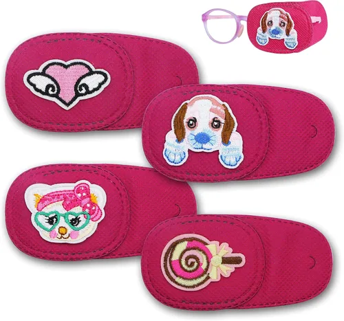Astropic 4 parches para ojos para niños | Parche de ojos para niñas para gafas | Parche médico para niños con ojo perezoso (cobertura del ojo Rosa