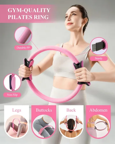Miniatura 6 de Kit de entrenamiento en casa de pilates Zuluro para mujeres, set de anillo y pelota de pilates Better Me, equipo esencial, con 5 bandas