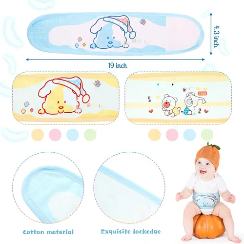 Miniatura 3 de SATINIOR 8 bandas de algodón para el ombligo recién nacido, bandas para el vientre del bebé, cordón umbilical para recién nacido, patrón de dibujos