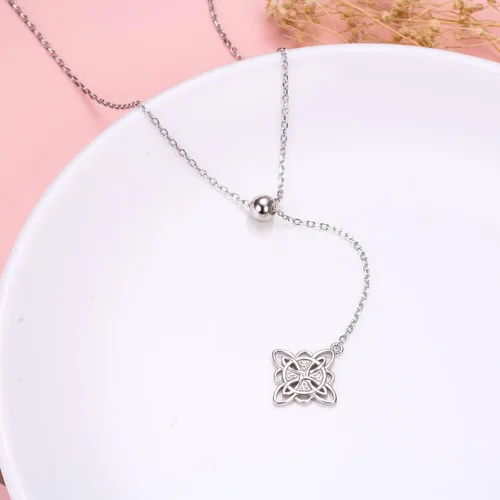 Miniatura 51 de FLYOW Collar con colgante de nudo celta de plata de ley 925 de buena suerte irlandés para mujer, regalo de cumpleaños y graduación