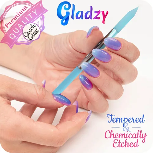Miniatura 5 de Gladzy - Empujador de cutículas de vidrio, barra de manicura, calidad checa auténtica, removedor de cutículas de precisión profesional, superficie
