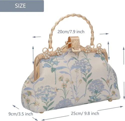 Miniatura 2 de YeBon Retro Shoulder Chain Messenger Clutch Chinese Style Embroidered Jacquard Women's Evening Bags